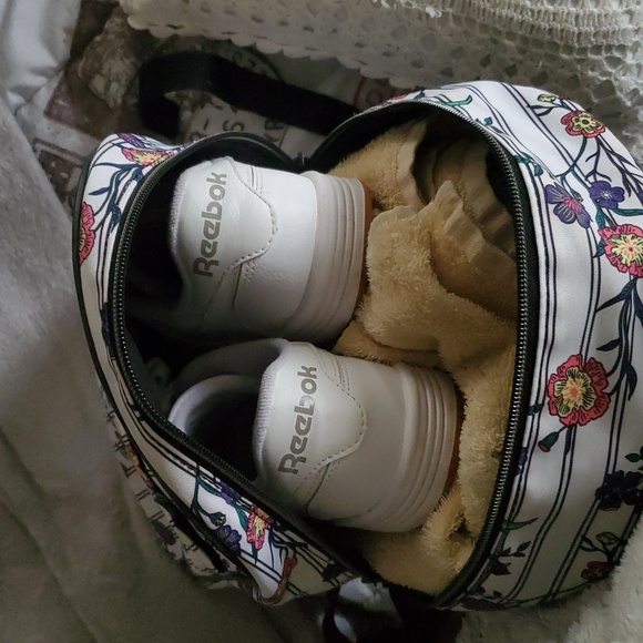 PUMA Floral Striped Backpack | White Black Multi | Sporty Casual - Picture 5 of 9